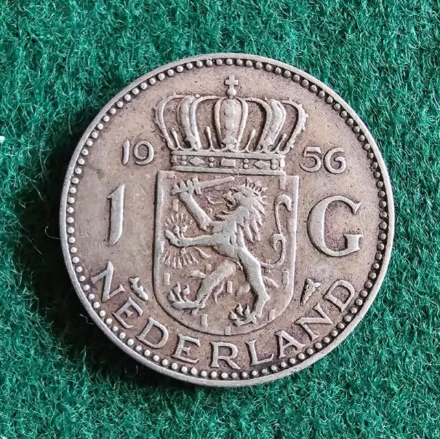 Niederlande  1 Gulden  1956  - 720er Silber