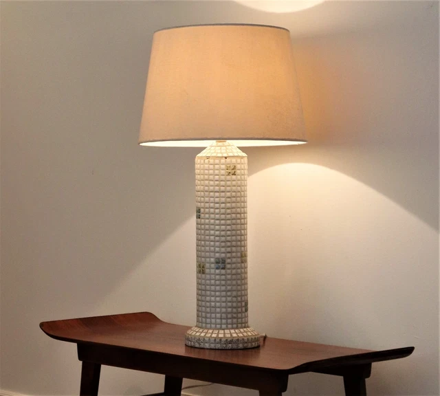 Vintage Tiled Mosaic Table Lamp 1950/ 60s retro Mid-Century Modern 55 cm tall