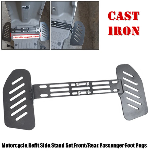 Motorcycle Scooter Widen Side Stand Set Front/Rear Passenger Foot Rest Pegs Pad