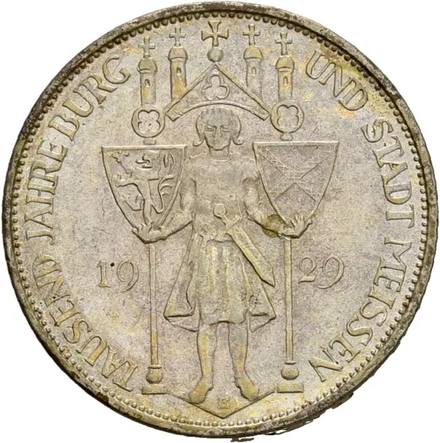 Künker: Weimar, 3 Reichsmark 1929 E, Burg und Stadt Meißen, Silber