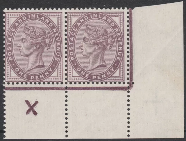 1881 KC53a SG172 1d LILAC DIE 2 CONTROL X INVERTED UNMOUNTED MINT PAIR CAT £300+