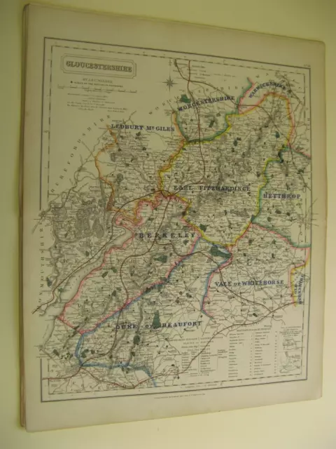 100% Original Gloucestershire Fox Hunting Map By Hobson C1860/S Vgc Coloured