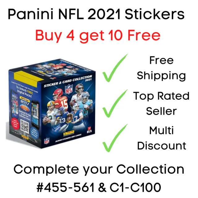 Panini NFL American Football 2021 Stickers #455-561 & C1- C100 Buy 4 get 10 Free