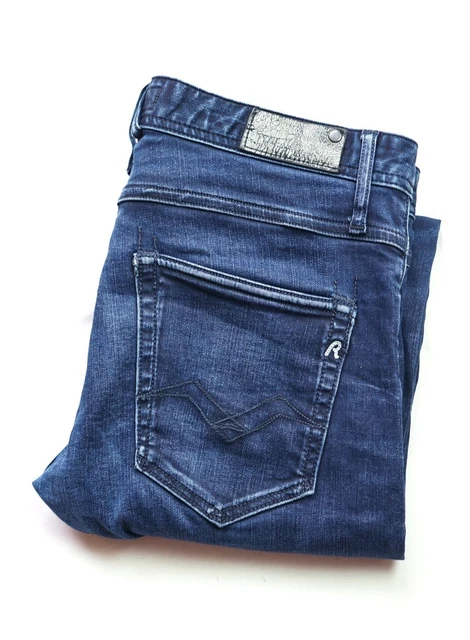 Jean Homme Replay Taille W32 L34 - Coupe Slim Conique Gris Stretch - Occasion En Parfait état