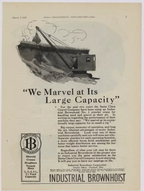1929 Industrial Brownhoist Ad: Santa Clara Gravel Co., No. 1 Crawler Crane