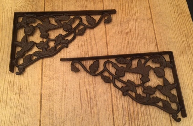 Cast Iron Hummingbird Corner Shelf Brackets 12 3/4"deep (Set of Two) 0170-06504