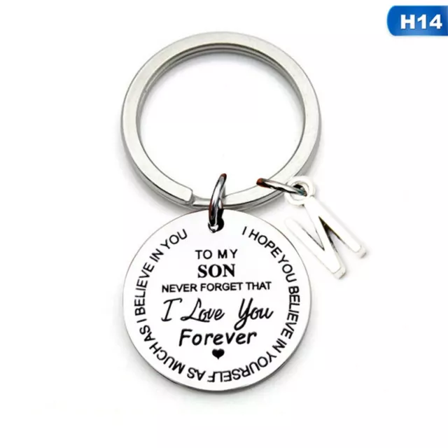 To My Son N Letters Keychain DIY Car Stainless Steel Keyring Accessories Jewelry