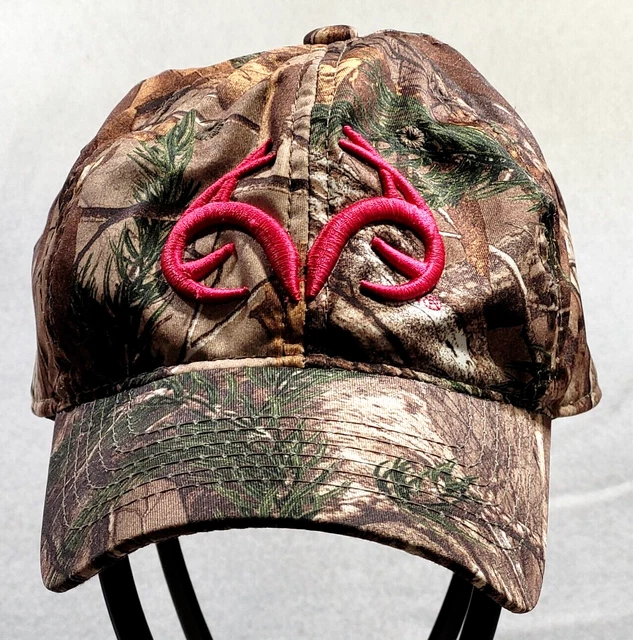 REALTREE Hardwoods PINK LOGO Camouflage Hat Camo Baseball Cap Distressed