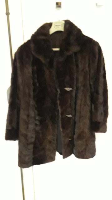 Très Beau Manteau Femme En Vison Noir - Taille 44/46, Mi-long, Marque REINER Fourrures Paris - Occasion Parfait état