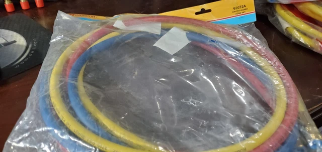 NEW SET OF 3-Robinair 69072a Yellow,Blue, Red Enviro-Guard Hose Set, 72" L, 1/4"