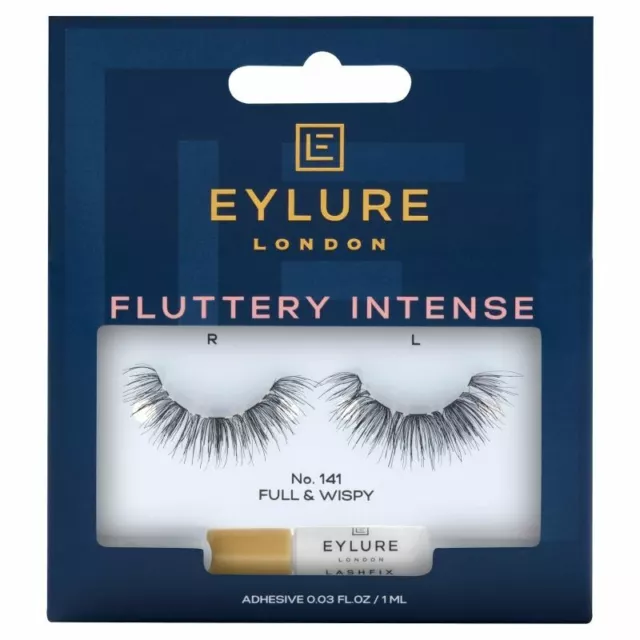 Eylure 141 Fluttery Intense False Lashes Exaggerate Glued Black Eyelashes