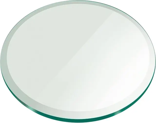12 Inch round Glass Table Top 1/2 Thick Tempered Beveled Edge by Fab Glass and
