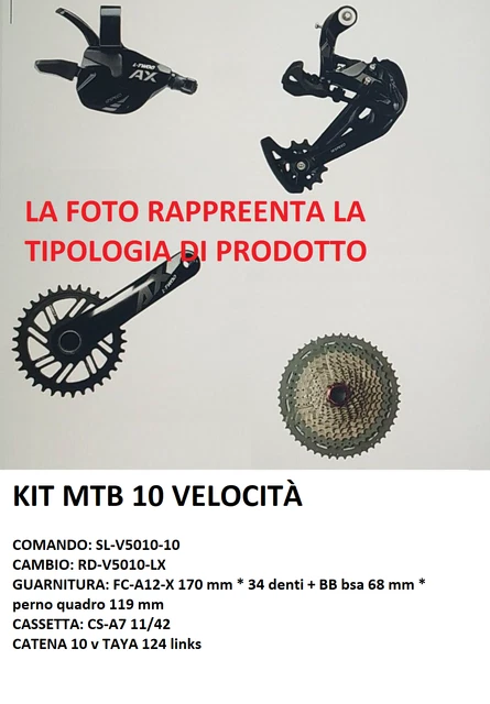 GRUPPO COMPLETO MONOCORONA bici MTB IMPORTAZIONE X 10 FBC EUR