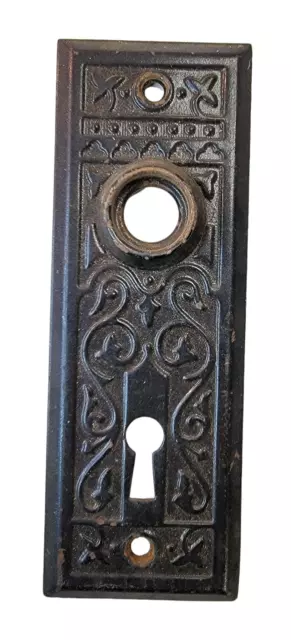 Antique Ornate Victorian Eastlake Door Knob Backplate Escutcheon Lock Plate
