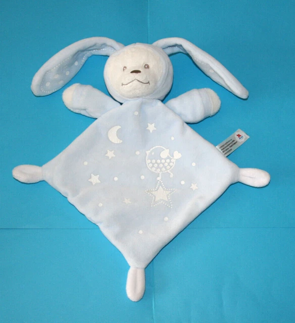 Nicotoy Simba Doudou Ours Deguise Lapin Plat Bleu Blanc Lune Etoile Luminescent