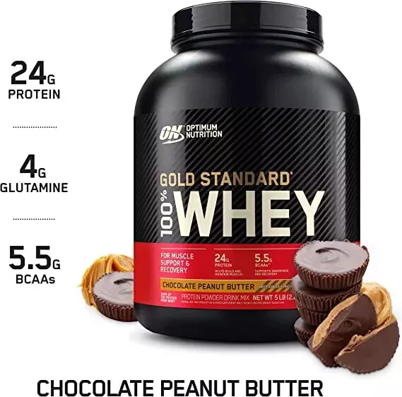 Optimum Nutrition, Gold Standard 100% Whey Protein Powder 5lbs (68 servings)