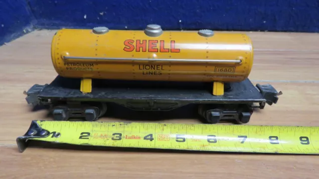 Lionel Pre- War Lionel Lines No. 1680 Shell Oil Tanker Car 618144 Lionel Pre- War Lionel Lines No. 1680 Shell Oil Tanker Car 618144