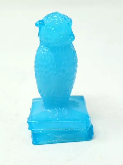 Vintage Degenhart Glass Blue Wise Ole Owl On Books Figurine Paperweight.