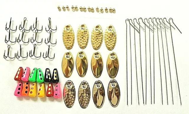 60 PCS INLINE Spinner Making Kit Trout Crappie Bass Spinners DIY 1/8 OZ  Lure $16.75 - PicClick