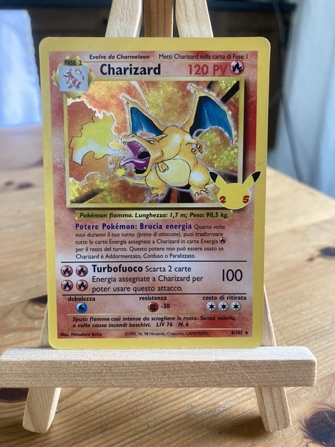 CARTA POKEMON CHARIZARD 4/102 Gran Festa Anniversario 25 TH ITA Rara ...