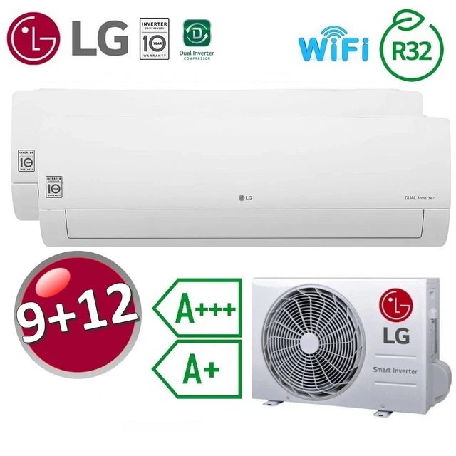 Climatiseur LG Double Split 12000+12000 BTU – Libero Smart WiFi ThinQ – A++ Mural