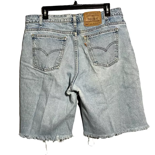 Vintage Usa Levis 560 Blue Jean Shorts Men W36 Loose Fit Tapered Modified Cutoff