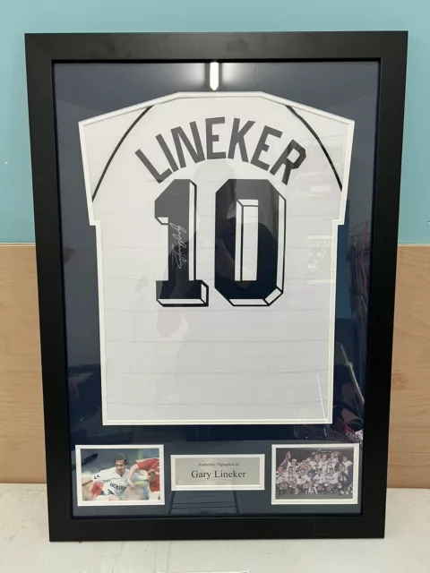 Gary Lineker Signed And Framed Spurs Football Shirt