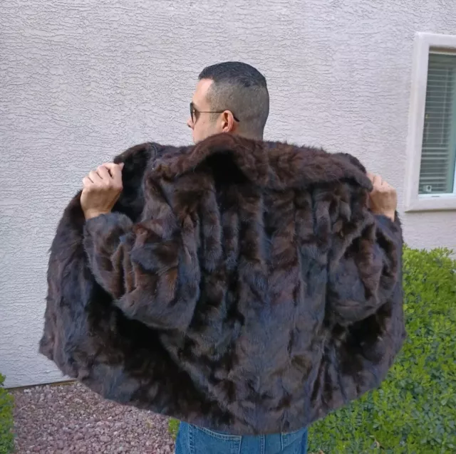 MEN'S GENUINE NATURAL Real Mink Fur Coat Bomber Zip Up Jacket $200.00 ...