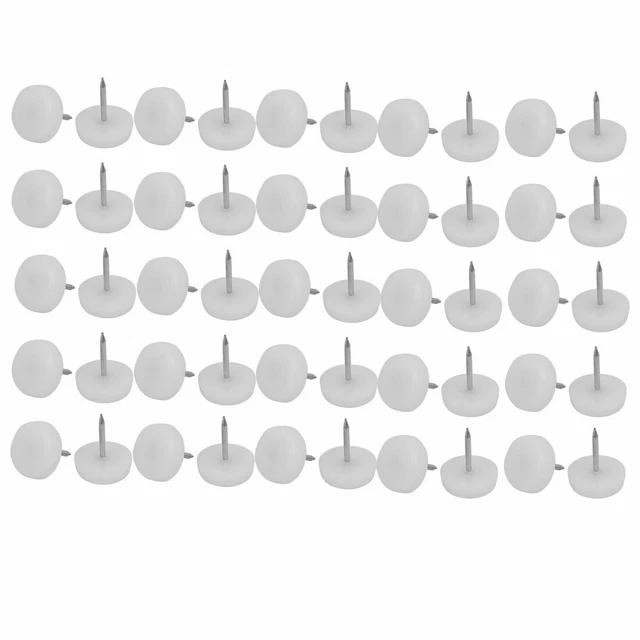 18mm x 5mm Round Head Plastic Nonslip Furniture Foot Glide Nails White 50pcs