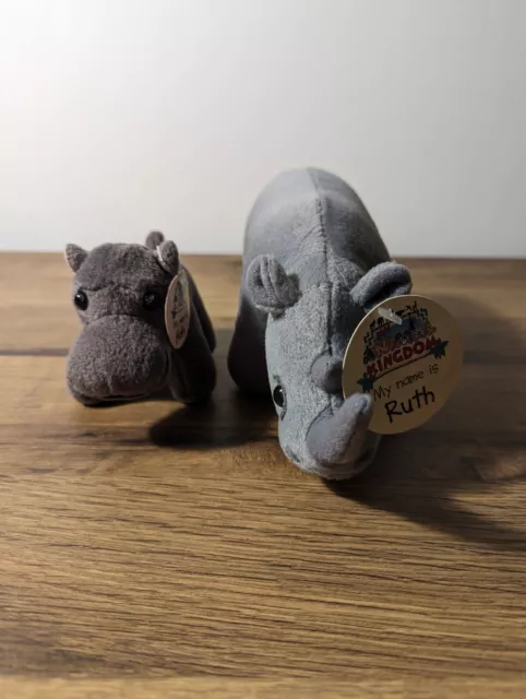 Deagostini My Animal Kingdom Ruth Mummy & Baby Rhinoceros with Tags