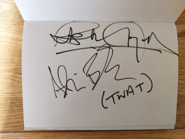 Rick Mayall Ade Edmondson Hand Signed A5 Cartridge Paper Autograph In Person...