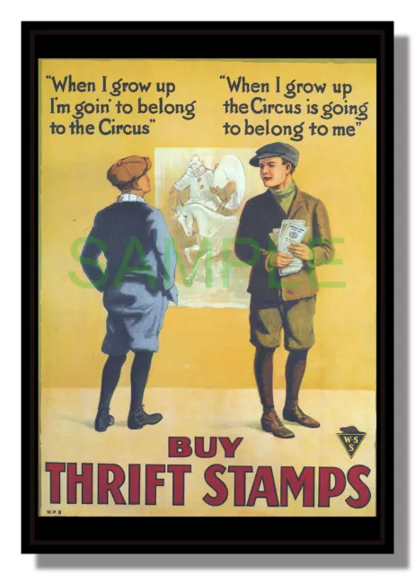 Buy Thrift Stamps WW1 Canadian framed poster reproduction free p&p UK