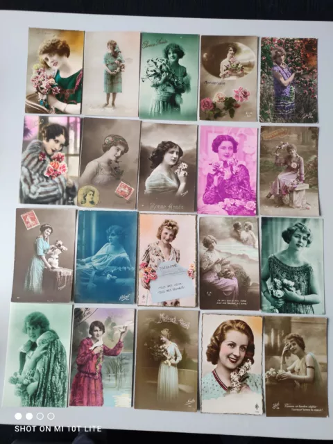 Lot De 20 Cartes Postales Anciennes CPA Fantaisies Femmes