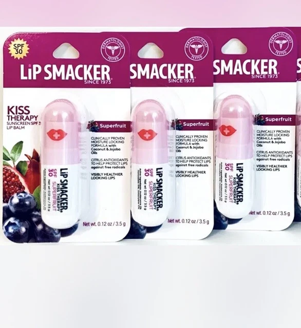 3 Count Lip Smackers Kiss Therapy Superfruit SPF 30 Sunscreen Lip Balm 0.12 Oz