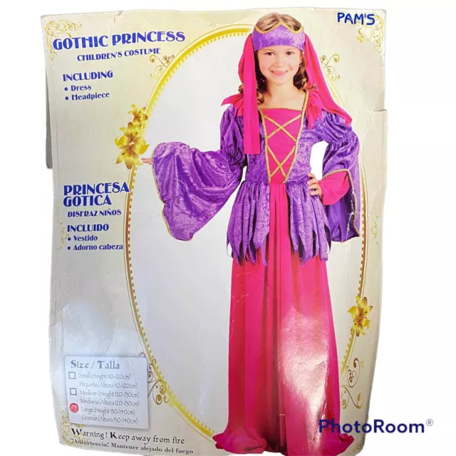 Costume da principessa medievale rosa gotico ragazza nuovo taglia large