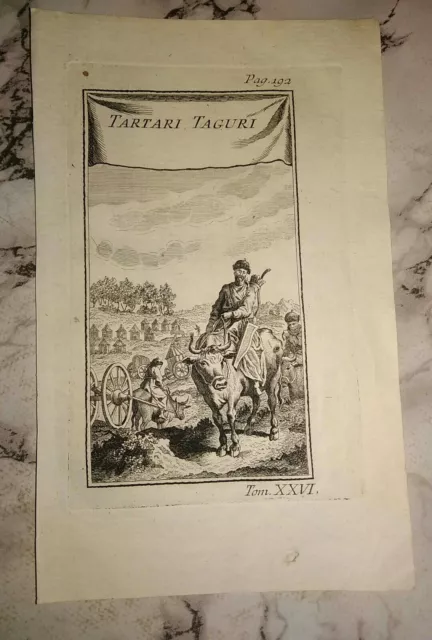 Antica incisione del 1700 misure cm. 11x18 Tartari Taguri