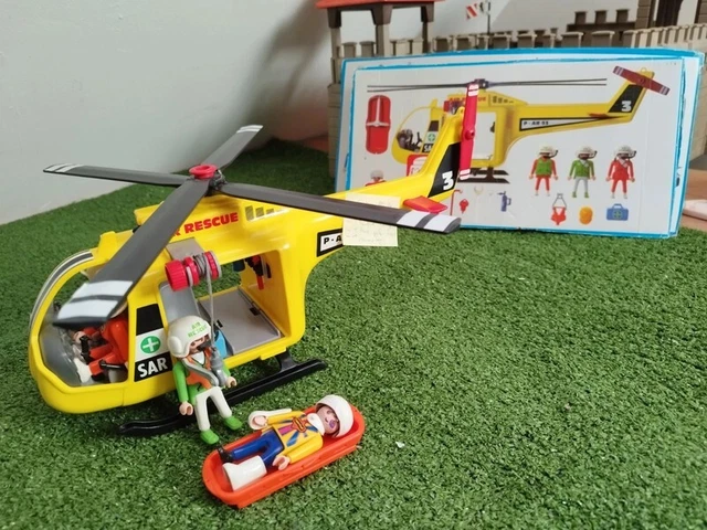 Pièce Playmobil Sauveteurs - Hélice Rouge Et Rotor De Queue Pour Hélicoptère 3845 (Y4114)