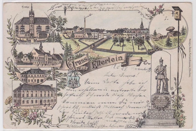 95408 Ak Lithographie Gruß aus Elterlein Gasthof usw. 1897