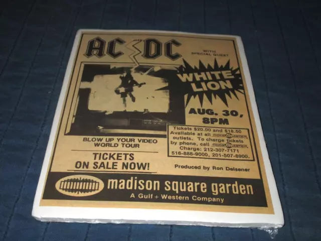 Ac/Dc-Blow Up Your Video Tour-Madison Square Garden-Nyc-Aug 30, 1988 Print Ad