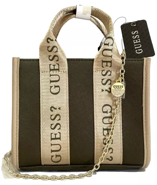 GUESS LOGO MINI TOTE & CROSSBODY SHOULDER BAG HANDBAG Green • AUTHENTIC New BNWT