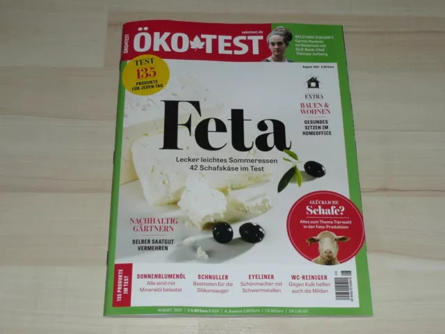 ÖKO TEST Feta-Käse - August 8/2021 Ratgeber Ökotest Heft Warentest NEU !!!