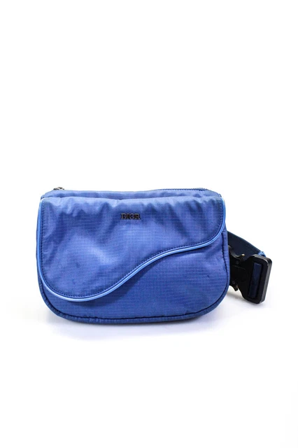 Christian Dior Womens Adjustable Nylon Saddle Belt Bag Handbag Blue
