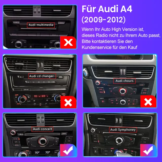 8.8" Carplay Android12 Autoradio GPS Navi WIFI BT 4+64G Pour Audi A4/A5/B8/S4/S5 3