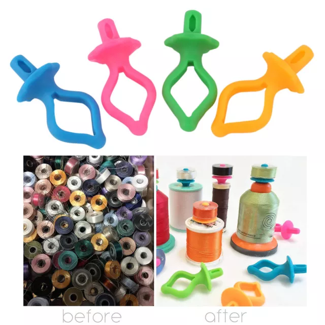 8/24/32/40/48X Cute Color Silicone Thread Clip Bobbin Holder Clips Clamp Tool