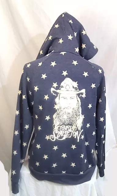 Chris Stapleton Large Blue White Star Full Zip Hoodie Sweatshirt Country Music