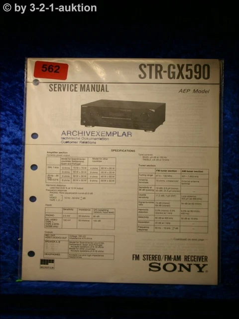 Sony Service Manual STR GX590 Receiver (#0562)