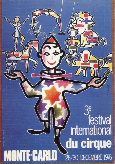 Cpsm / Carte Postale / Illustrateur / 3° Festival Du Cirque De Monte Carlo 1976