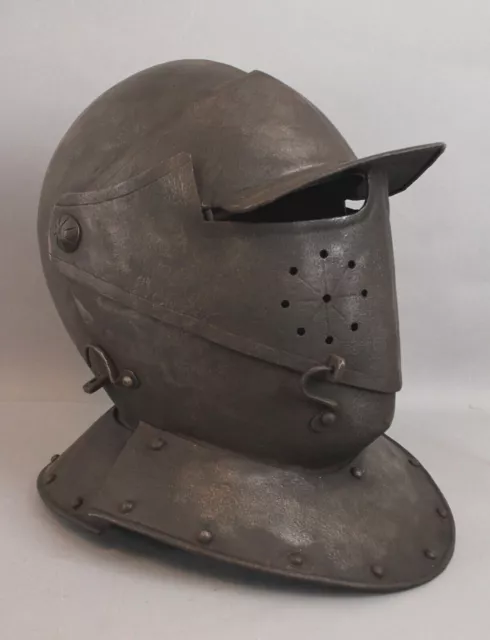 Helmet Antique 19thC Hand Forged Armor Iron Soldiers Helmet, Grand Tour Helmet