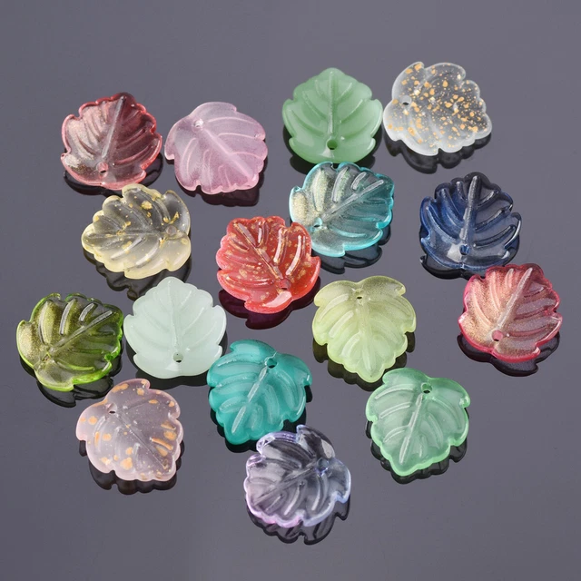 10 Stück 15x14mm Blatt Lampwork Glas Lose Anhänger Perlen