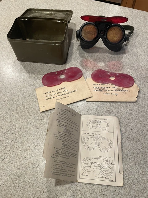 Vintage 1940s WWII Aviator Variable Density Goggles Polaroid American with Case